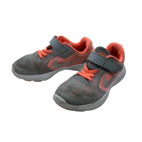 Nike Revolution 3 Running Shoes Child 12 Gray Orange Lightweight Sneakers - Picture 1 of 6